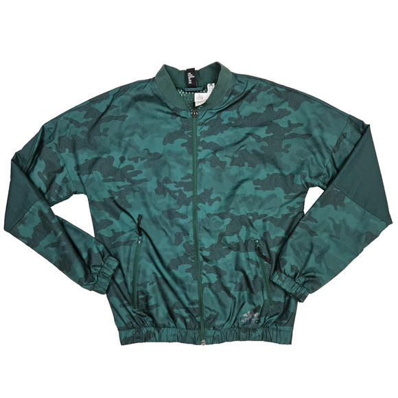 Adidas Green Camouflage Jacket Men's Small Zip Up Mesh Lined Track DQ1429 - Picture 1 of 7